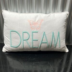 Pottery Barn new sample embroidered DREAM butterfly pillow
